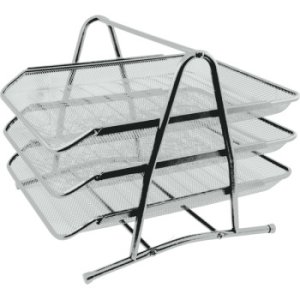 Лоток для бумаг горзонт 3-x секц 35x28x29см сетчатая металлич серый 3041010