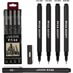 Набор ручек капиллярных  4шт Черные Art 0,1, 0,3, 0,5, 0,8мм 5060302