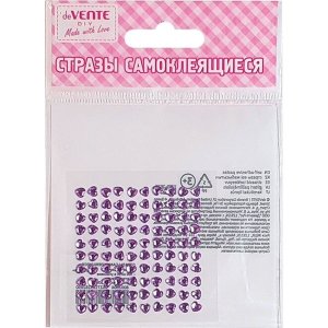 Стразы самоклеящиеся 4мм 60x60ммHeart 8002028 акрил фиолет 8002028