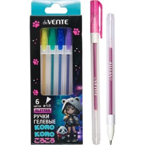 Набор ручек гелевых  6цв Korokoro с блестками прозрачно-мат корп 5051533