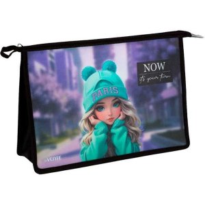 Папка для тетр на молнии А4 Paris Girl с текстильным расширением 100мм 8056547