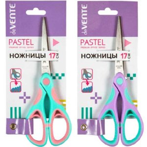 Ножницы канцелярские 17см Pastel двухцветные прорезиненные кольца 4091300