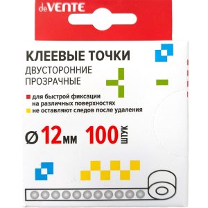 Клеевые точки двусторонние прозрачные на бумажной ленте 12 мм 100 шт 4163304