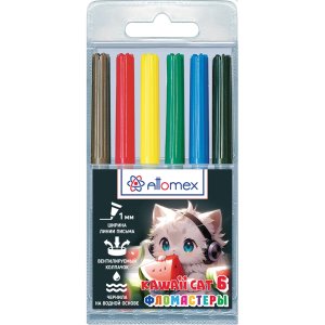 Фломастеры 6цв Kawaii Cat с вентилируемым колпачком в пластиковом блистере 5080536