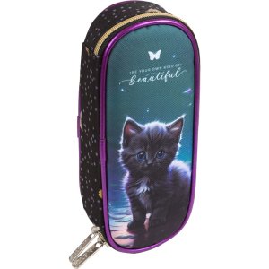 Пенал 1 отд Beautiful Cat 21x8x5 см овальный для 50 предметов 7023507