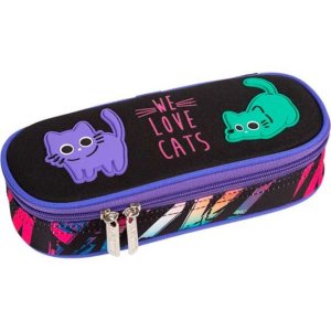 Пенал 1 отд Funny Cats 21x8x5 см овальный для 50 предметов 7023512