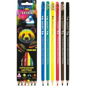 Карандаши 6цв пластик стираемые Triolino Erase 5021550