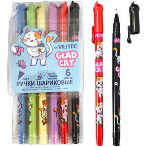 Набор шар ручек 6 цв Glad cat d=0,7 мм 5073537