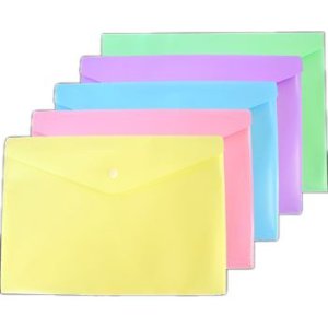 Папка конверт на кнопке Pastel A4 180 мкм непрозрачная 5 пастельных цв 3071341