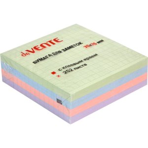 Клейкая бумага для заметок 76x76мм 252л 4 пастель цв в клетку 2010417