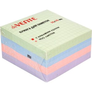 Клейкая бумага для заметок 76x76мм 400л 4 пастельных цв в клетку 2010418