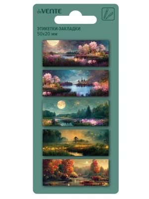 Набор самоклеящихся этикеток-закладок Nature пластиковые с дизайном 50x20мм 2011505