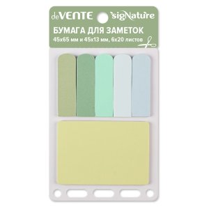 Набор клейкой бумаги для заметок sigNATURE 45x65 мм и 45x13 мм 6x20 листов, офсет 90 г/м 2010532