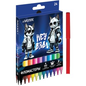 Фломастеры 24цв Hey Bro картонный короб 5083628