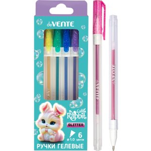 Набор ручек гелевых  6цв Little Rabbit с блестками прозрачно-мат корп 5051612