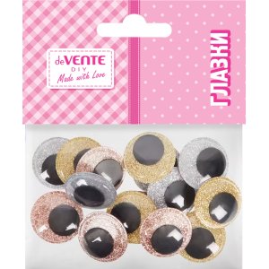 Глазки декоративные Glitter Eyes 16 шт 25 мм пластиковые самоклеящиеся с блестками 8001581