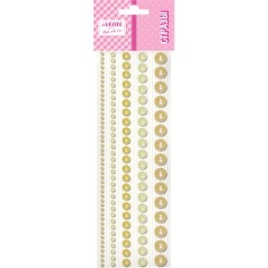 Стразы акриловые самоклеящиеся Pearls 115 шт круглые бело-желтые 5 размеров 8002551
