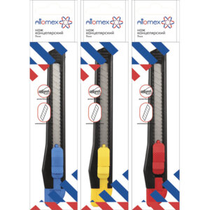 Нож канцелярский 09мм пласт ручная блокировка 4090300