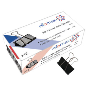 Зажимы для бумаг 12шт 15мм Черный металл 4131300