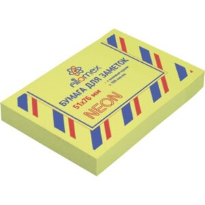 Бумага для заметок с клеевым краем 51x76мм 100л офсет неон Зеленая 2010904