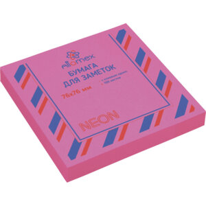 Бумага для заметок с клеевым краем 76x76мм 100л офсет неон Малиновая 2010915