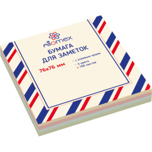 Бумага для заметок с клеевым краем 76x76мм 100л офсет 75г/м² 4 пастель цв 2010203