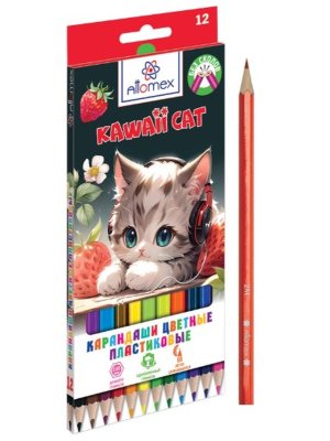 Карандаши 12цв пластик Kawaii Cat 2М 5022546