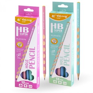 Набор ч/г карандашей HB дерево трехгран вырубка цветной корп YL211375-Y