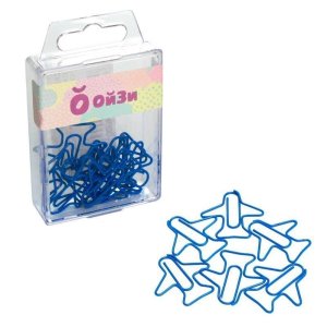 Скрепки 28мм САМОЛЕТ с полимер покрытием синий 12шт С28-12СТС