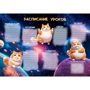 Расписание уроков А4 Космо-кот РЛ40042