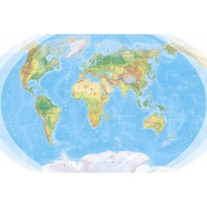 Карта Мир Физическая 100х70 М 1:42 000 000 Настен