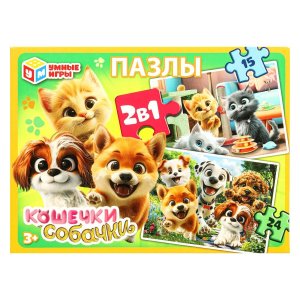 Паззл   24 Кошечки Собачки набор 2 в 1: 15 