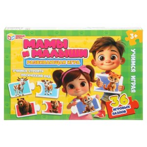 Игра паззл Мамы и малыши Развив 36 игровых пазлов 