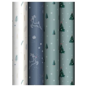 Бумага упаковочная глянц 70*100см Christmas tree 80г/м2 асс  4 диз MS_66817