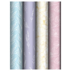 Бумага упаковочная глянц 70*100см Flowers 80г/м2 асс  4 диз MS_66832