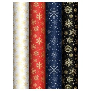 Бумага упаковочная глянц 70*100см Snowflake80г/м2 асс  4 диз MS_66815