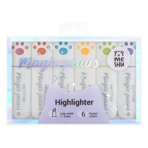Набор текстовыделителей  6цв Cute Paws Пастель 1-5мм MS_65931