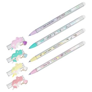 Ручка гелевая 0,5мм стираемая Lovely unicorn синяя корпус ассорти с топпером MS_55625