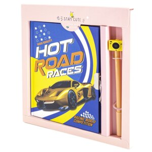 Подарочный блокнот в футляре Спортивное авто 20*22,5см 50л желтый замочек ручка AL10703/3