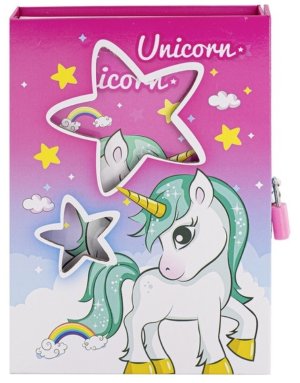 Подарочный блокнот в футляре Единорожка розовый 14,5*20,5см 45л линия замочек AL10687/1
