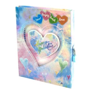 Подарочный блокнот в футляре Блеск сердец 16,5*22см 60л линия гребень голография замочек AL10679