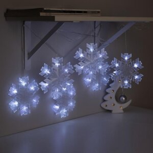 Гирлянда Нить DCR 2м с насадками Снежинка матовая 16х16см IP20 Н.С LED-36-220V Белый  5148896