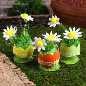 Декор пасхальный Подснежники в яйце 7х5х5см Микс 4559971