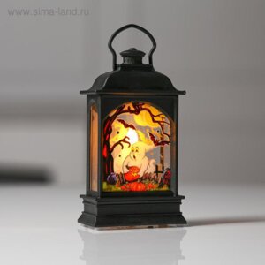 Фигура светодиодная "Фонарь черный с привидением", 12.5x7x3.8 см, AG13х3, Т/БЕЛЫЙ   6913850