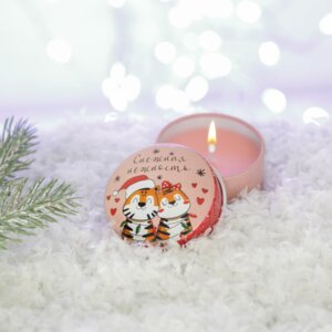 Свеча Снежная нежность в железной банке 2,5х5см 6488790