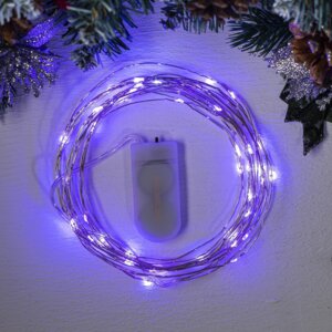 Нить ROSA IP20 5м Н.С LED 1608 50-6V CR2032*2 фиксинг Фиолет 2433899