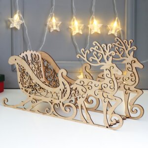 Шкатулка дерево для конфет Новогодние Упряжка набор 44х24х12,5см 7 деталей 3871749