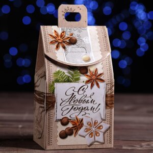 Подарочная коробка Новогодний декупаж 9,1х7х15,7см 5180833