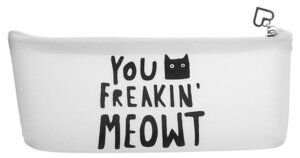 Пенал школьный на молнии Кот микс силиконовый 4024979