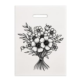 Полиэтиленовый пакет Букет бело-черный 30х40  10383275